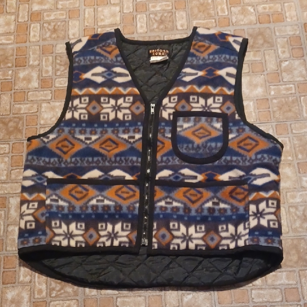 Fleece Vest in Blue and Brown Uniform Code Size Large